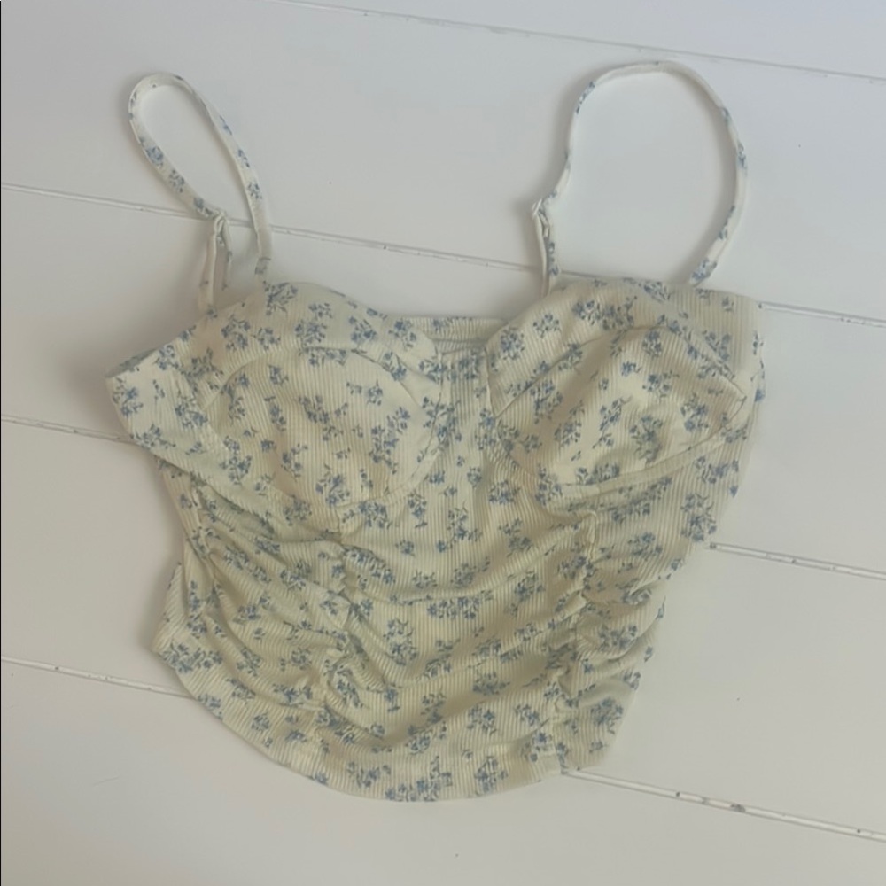 SHEIN Cream Ruched Camisole Crop Top